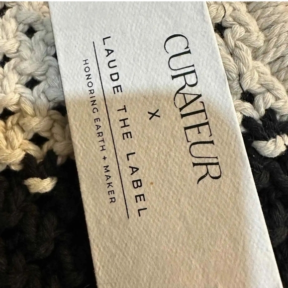 NWT $118 Curateur Laude The Label GABBY Black and White Small Macrame Bag - Picture 2 of 8